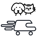 Icono que representa a una furgoneta de transporte de mascotas.